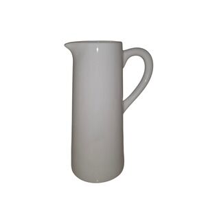 FARVAL White Ceramic Tall Pitcher Carafe Water Coffee Tea Server, Jug Vase Bento